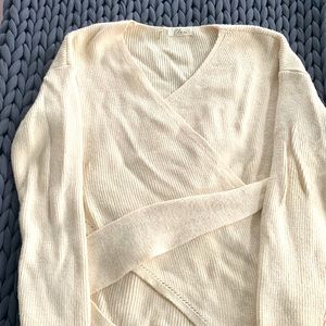 Cream Elan wool wrap sweater